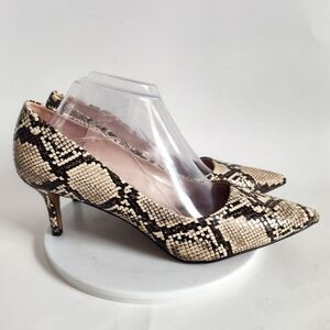 Tahari Kitten Heels Size 10 Snakeskin Tan Brown Pointed Toe Faux Leather Vegan